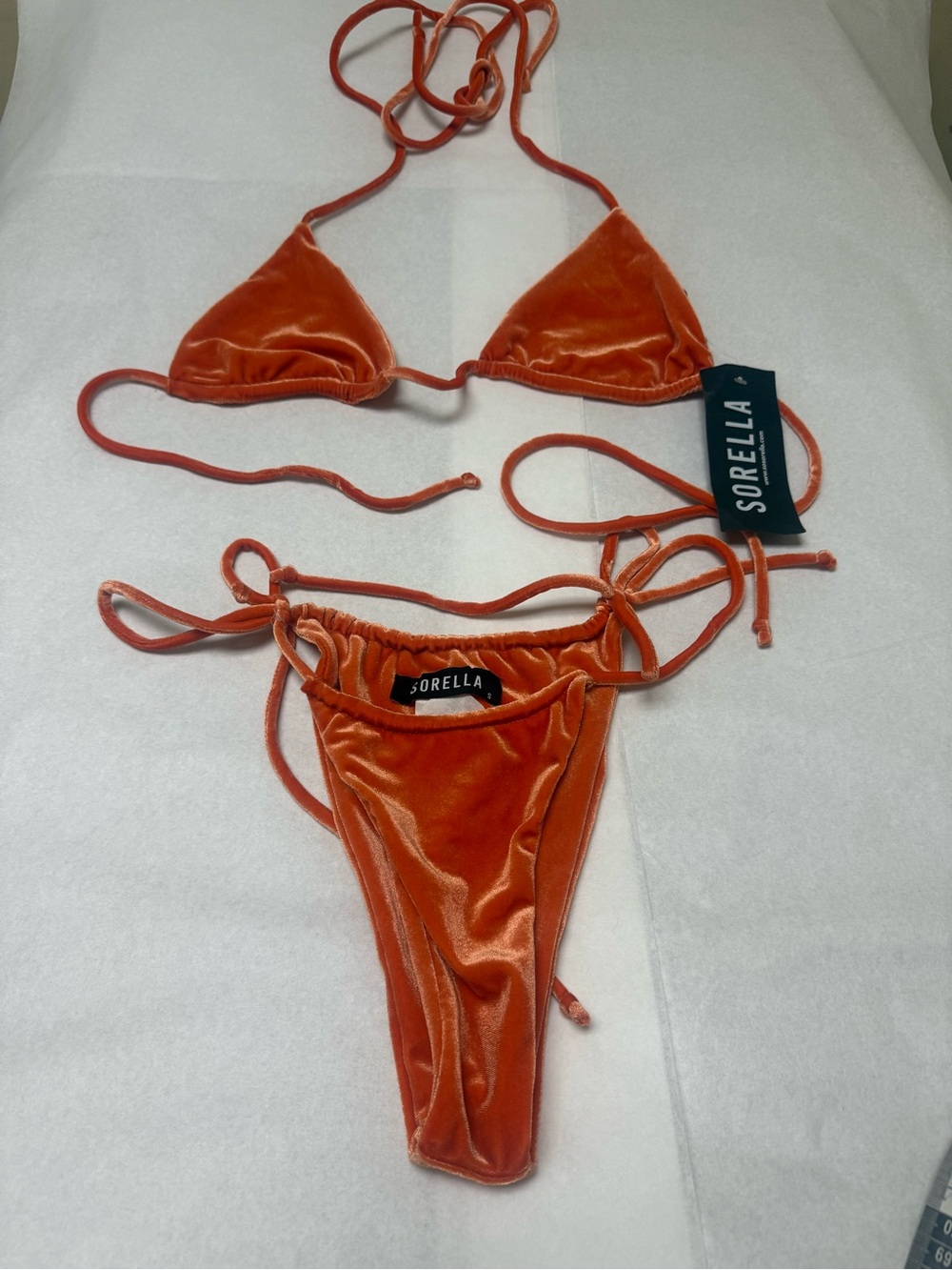 NWT 🟧Sorella Orange Velvet orange velvet bikini Set 🟧